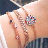 Bracelet triple chaîne (multicolore)